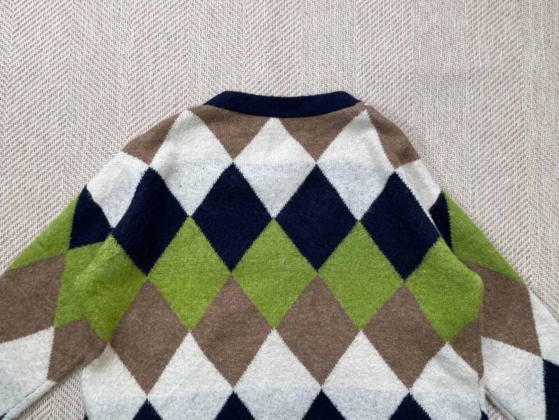 빈티지 멀티컬러 아가일 니트 가디건 상품이미지6