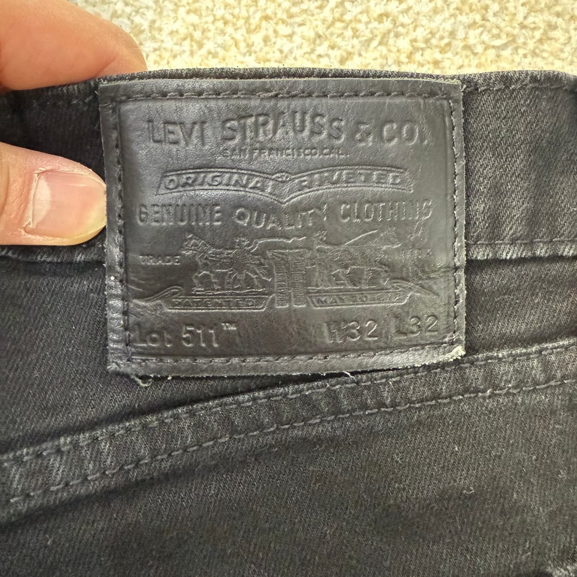 [W32 L32] 리바이스 511 흑청 데님 팬츠 1229T1 상품이미지3