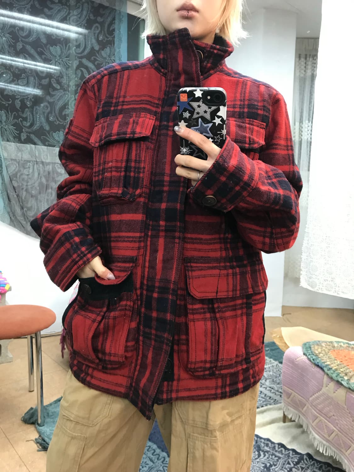 아베크롬비 멀티포켓 체크 페디드 점퍼  상품이미지1