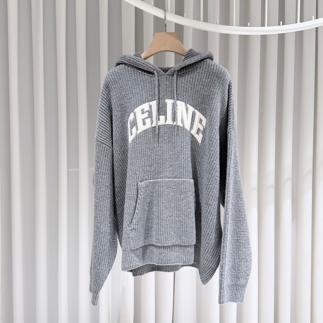 (S+/XL) / 셀린느 울 리브드 그레이 니트 후드 상품이미지1