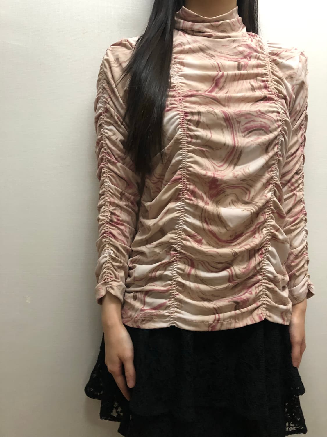 빈티지 핑크 마블 셔링 탑 상품이미지7