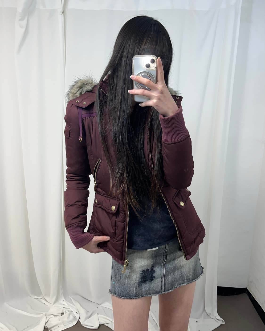 Juicy Couture 갸루깔 버건디 울프죠 패딩  상품이미지6