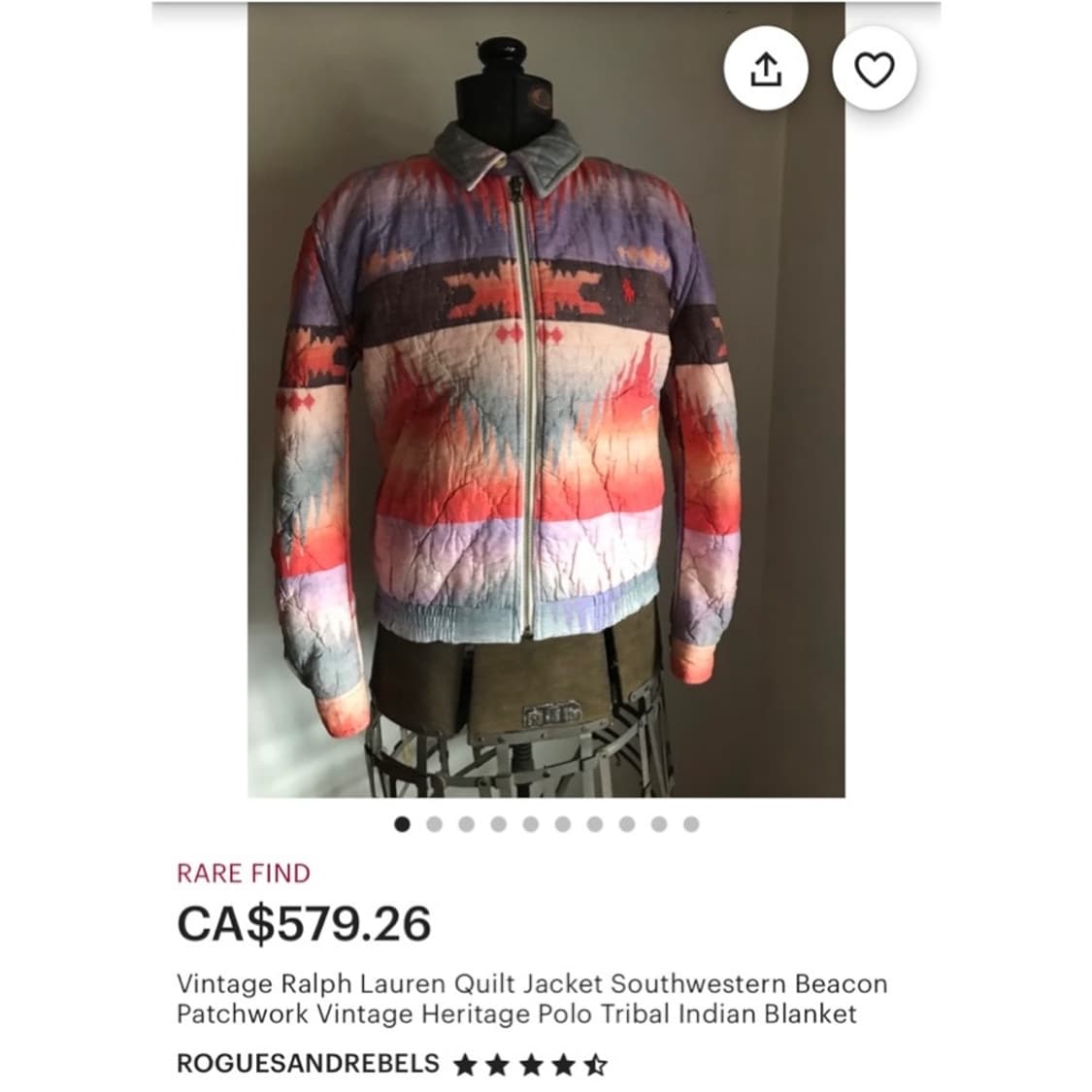 폴로 랄프로렌 리버시블 아즈텍 플로럴 패턴 퀼팅 자켓 상품이미지3