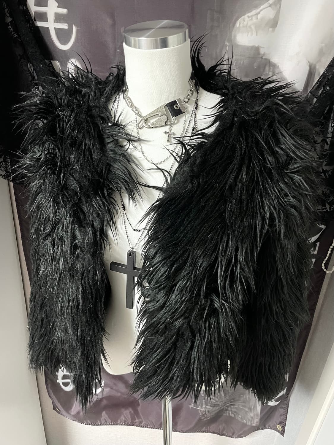 Jpn fur jacket 퍼자켓고스고딕펑크락시크다크웨어그런지나나깔이모 상품이미지3