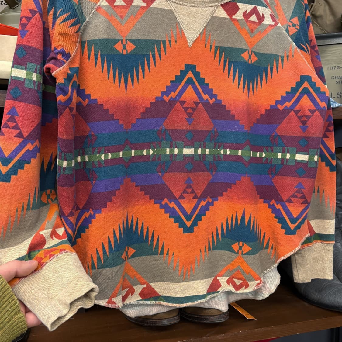 데님앤서플라이 랄프로렌 올오버 에스닉패턴 나그랑 롱슬리브 티셔츠 N604 상품이미지4