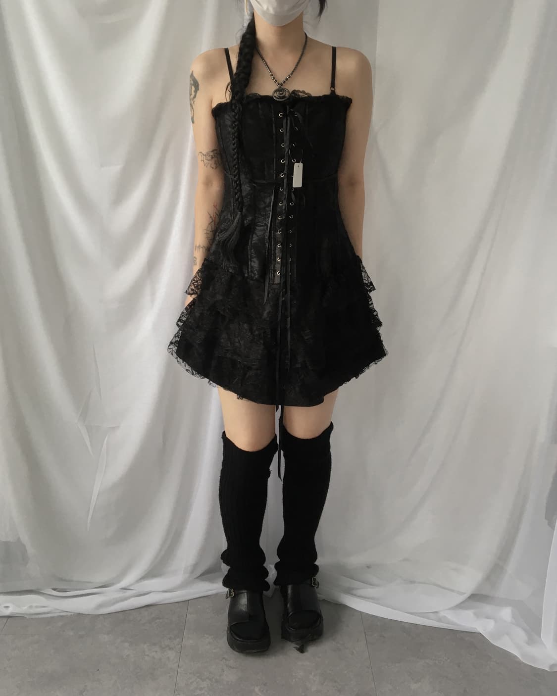 Lace lace up corset onepiece 상품이미지1