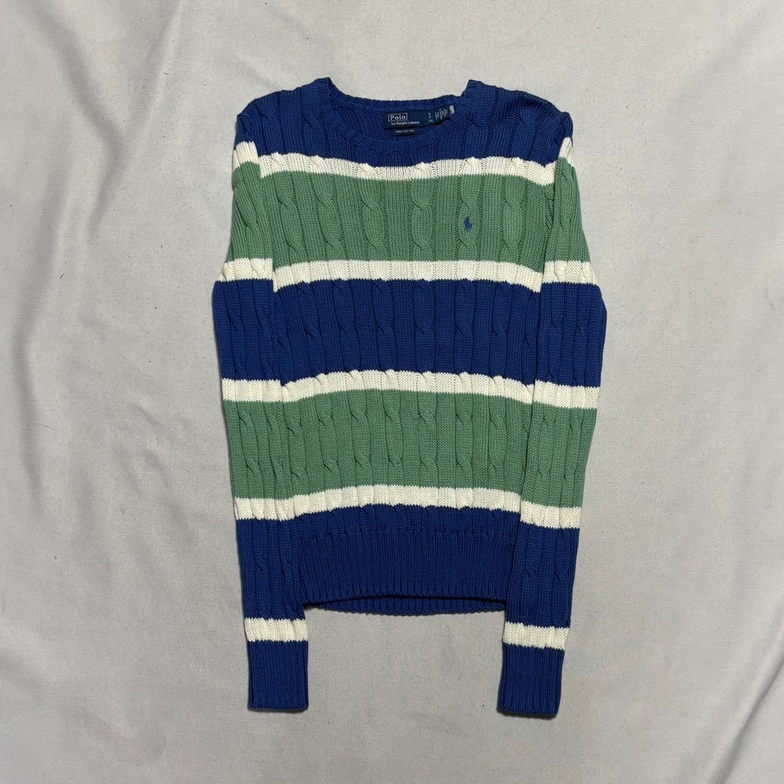 S 폴로랄프로렌 블루 포니 여성용 스트라이프 케이블 니트 상품이미지2