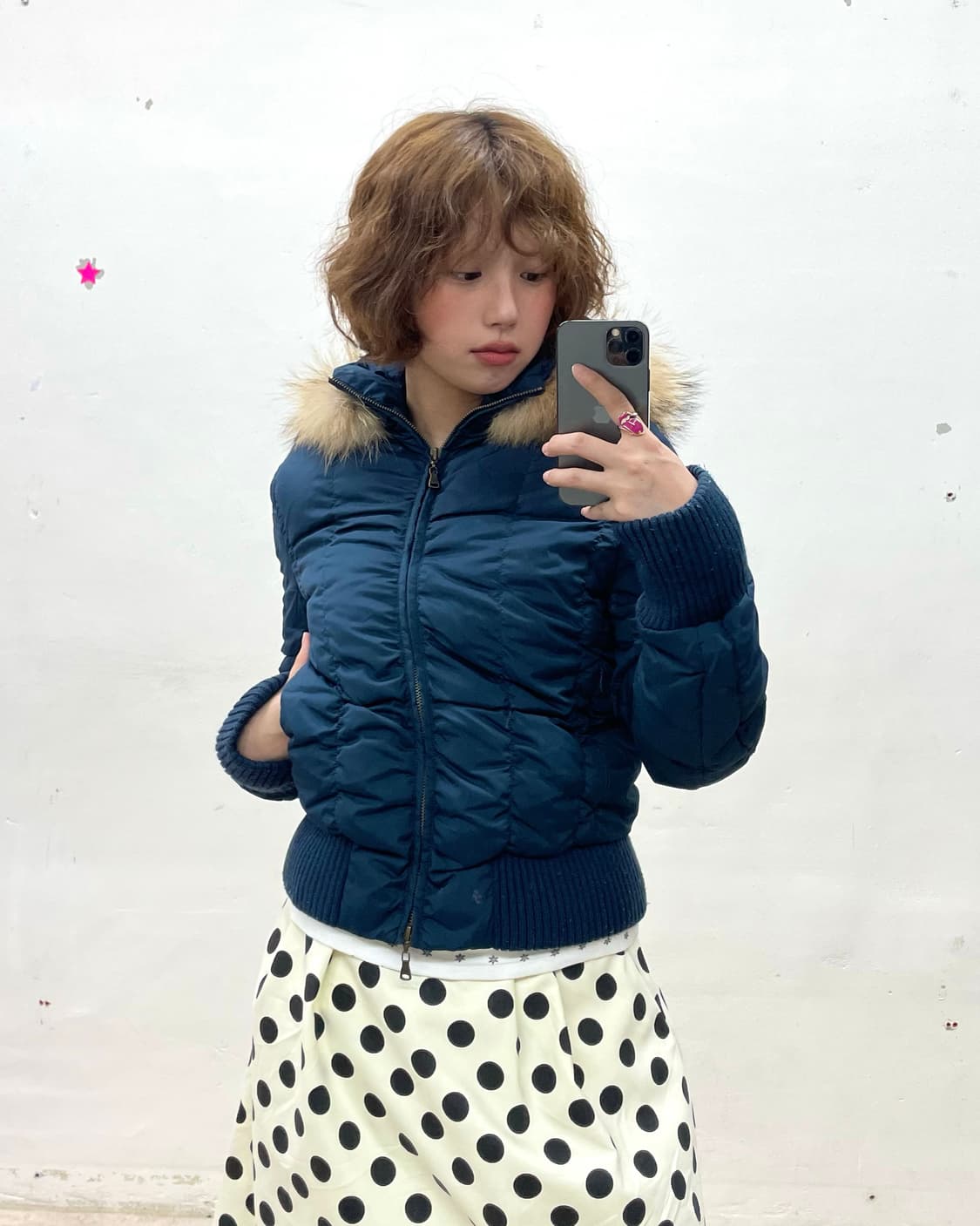 Navy Cube Crop Padding  상품이미지1