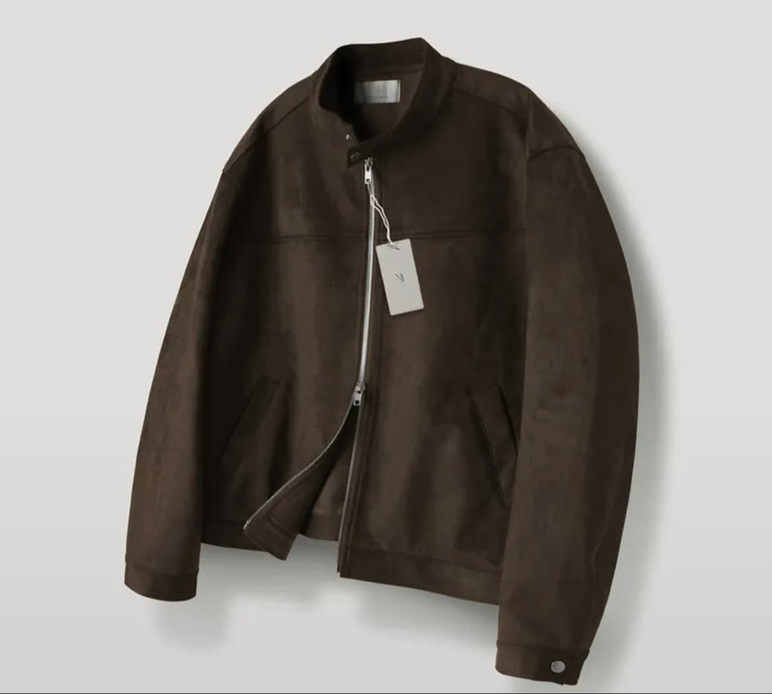 무드인사이드 다크브라운 갈색 스웨이드 바이커 자켓 XL 상품이미지1