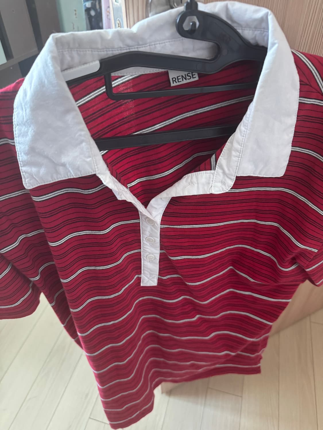 렌세 Multi Stripe Rugby Collar T-shirt Red 상품이미지1