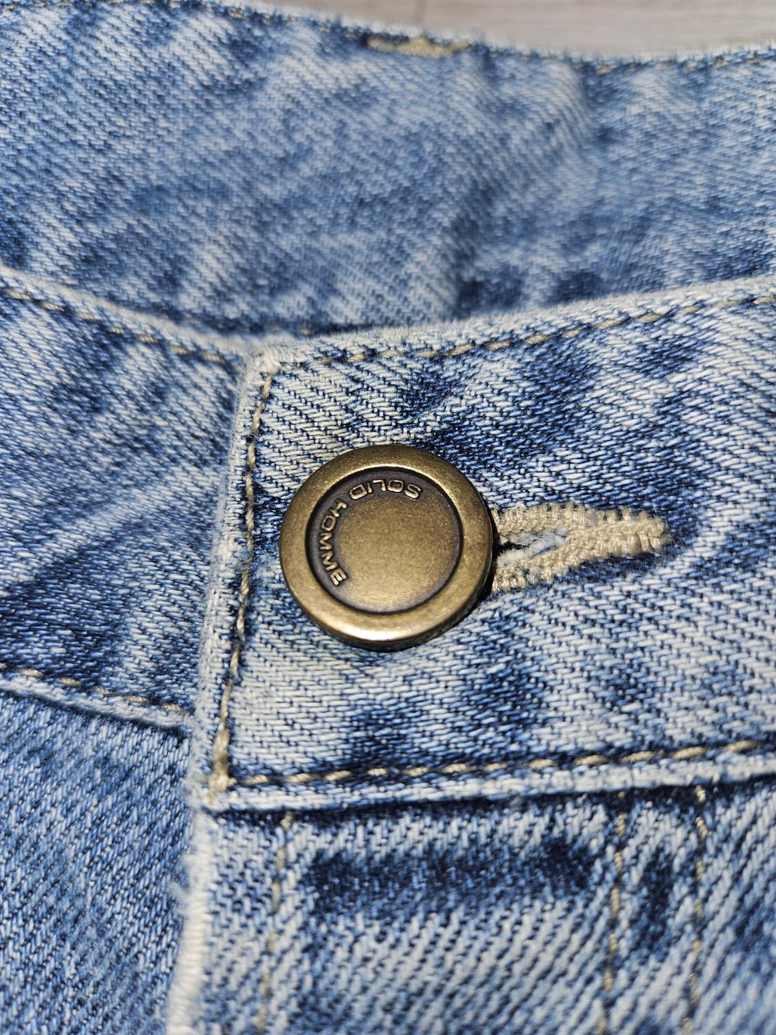 SOLID 솔리드옴므 가죽패치 데님팬츠 데미지 진 청바지 48 상품이미지4