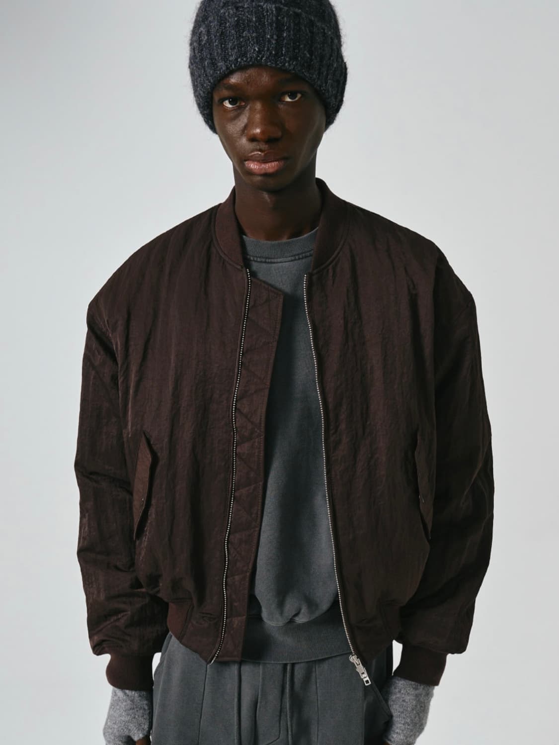 노이어 패디드 크롭 블루종 봄버자켓 상품이미지3