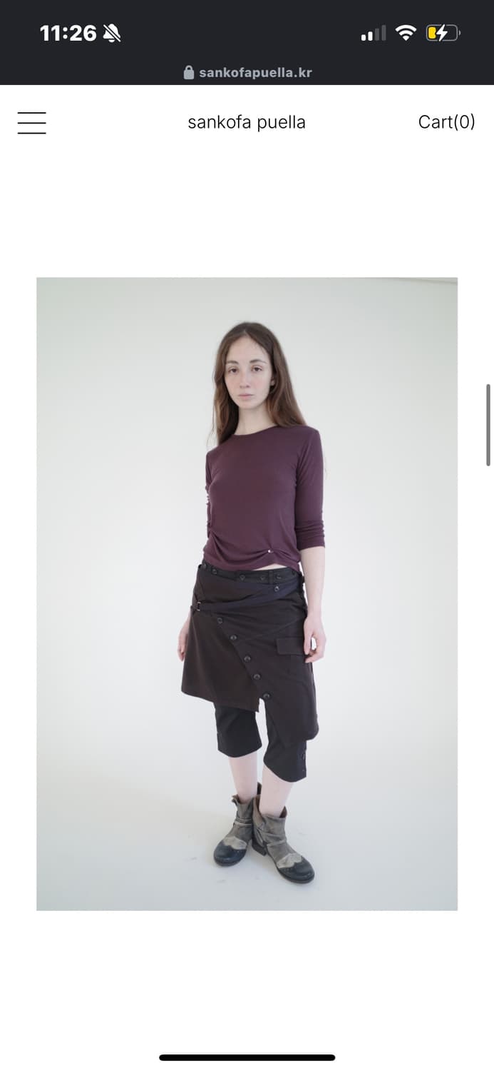 Layered button wrap skirt (Dark brown) 상품이미지4
