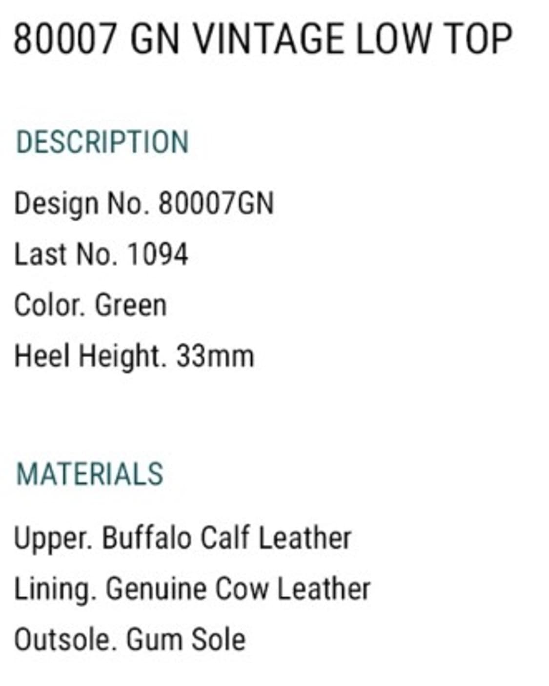 (새상품) 컬러콜라 80007 GN 빈티지 로우탑 / 275 상품이미지6