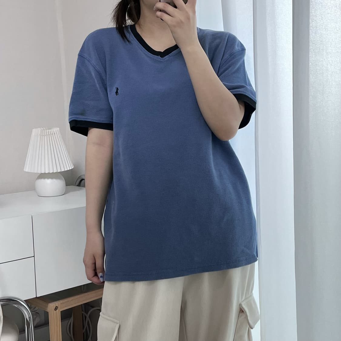 [정품] 폴로 다운블루 / 블랙포니 브이넥 반팔와플티 [ XL ] 상품이미지3