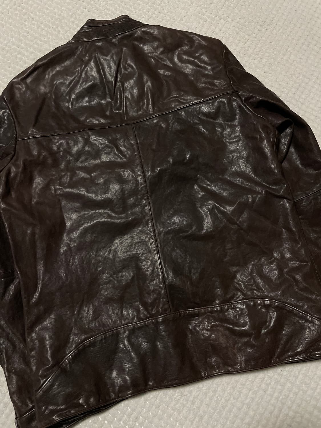 웨스턴 무드 배지터블 램스킨 양가죽 절개 레더 자켓 다크 브라운 상품이미지7