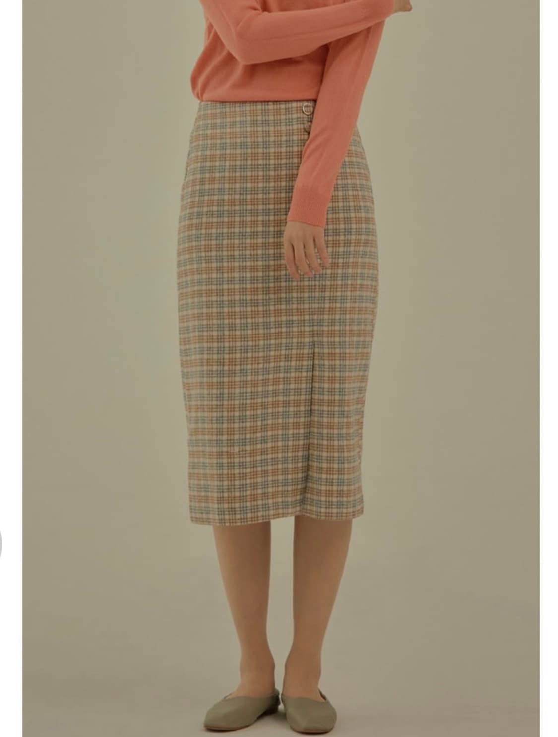 (택ㅇ)mixxo 미쏘 체크 미디 스커트💚🧡 상품이미지1