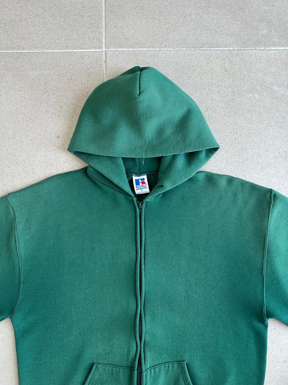 90s 빈티지 러셀 후드집업 그린 L USA 상품이미지4