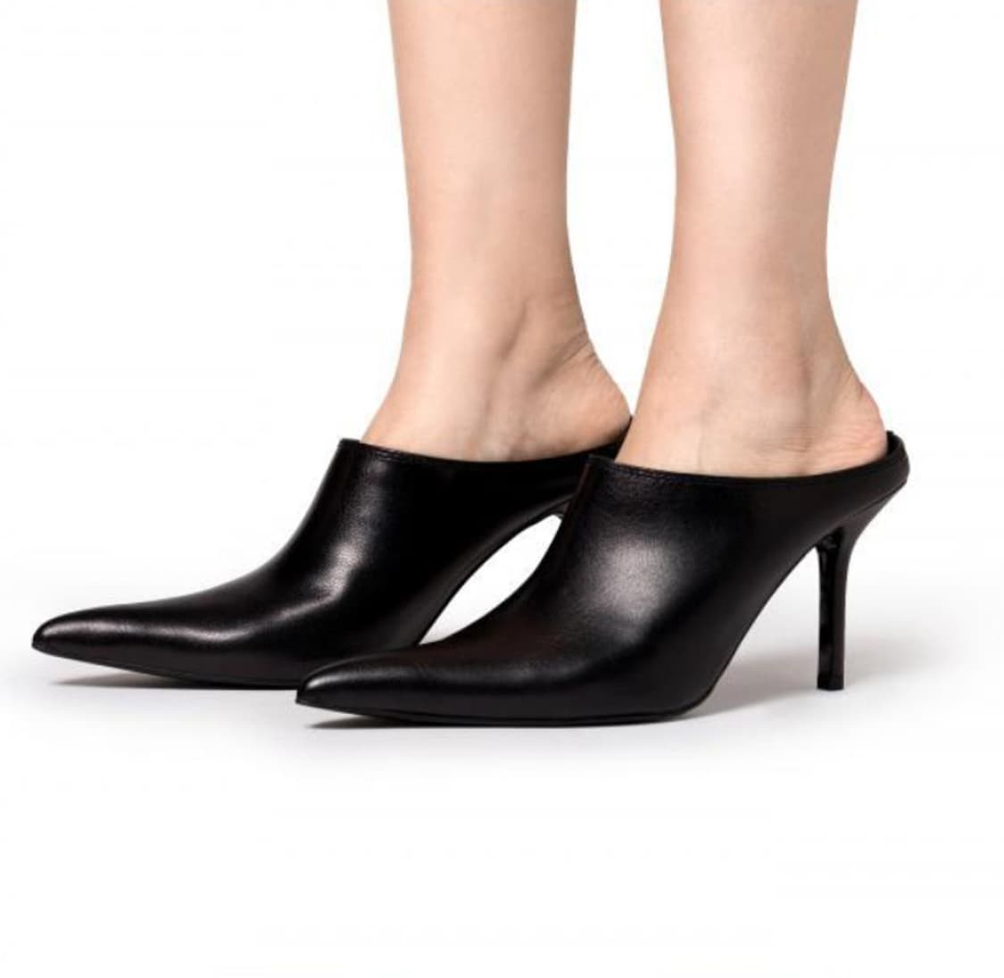 문이퀄블루 리얼 레더 하이힐 포인티트 토 뮬 250 상품이미지1