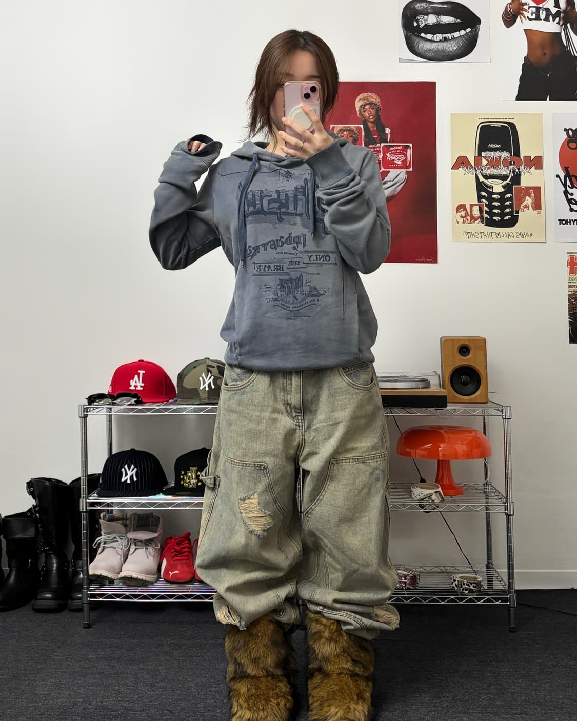 디젤 00s 그런지 그래픽 워싱 후드티 상품이미지4