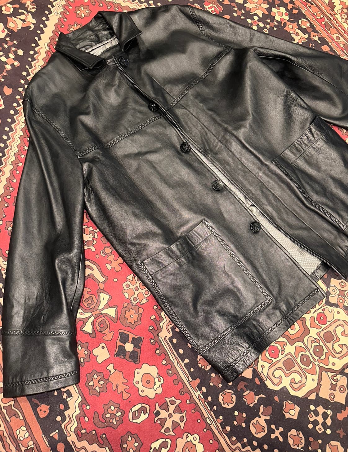 ( M-L ) 가죽자켓 레더자켓 가죽코트 가죽카코트 가죽롱코트 상품이미지6