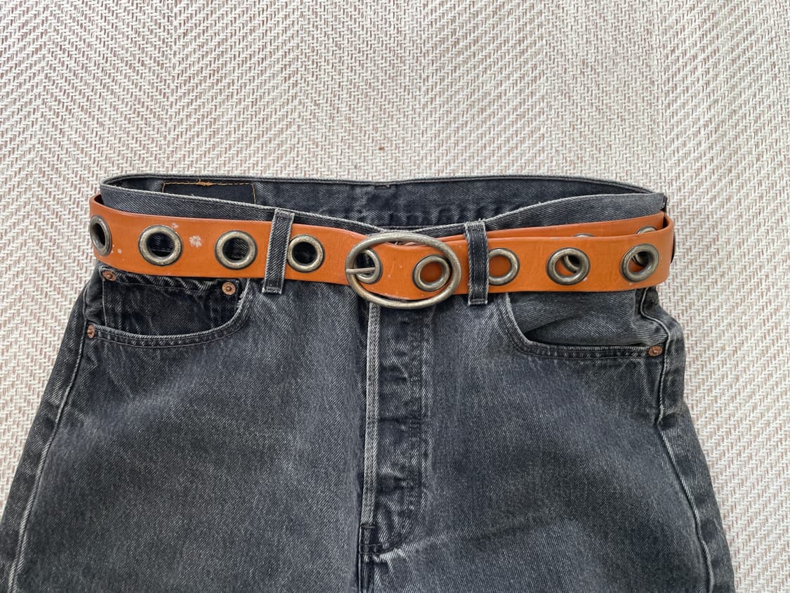 빈티지  웨스턴 아일렛 디테일 레더 벨트 상품이미지1