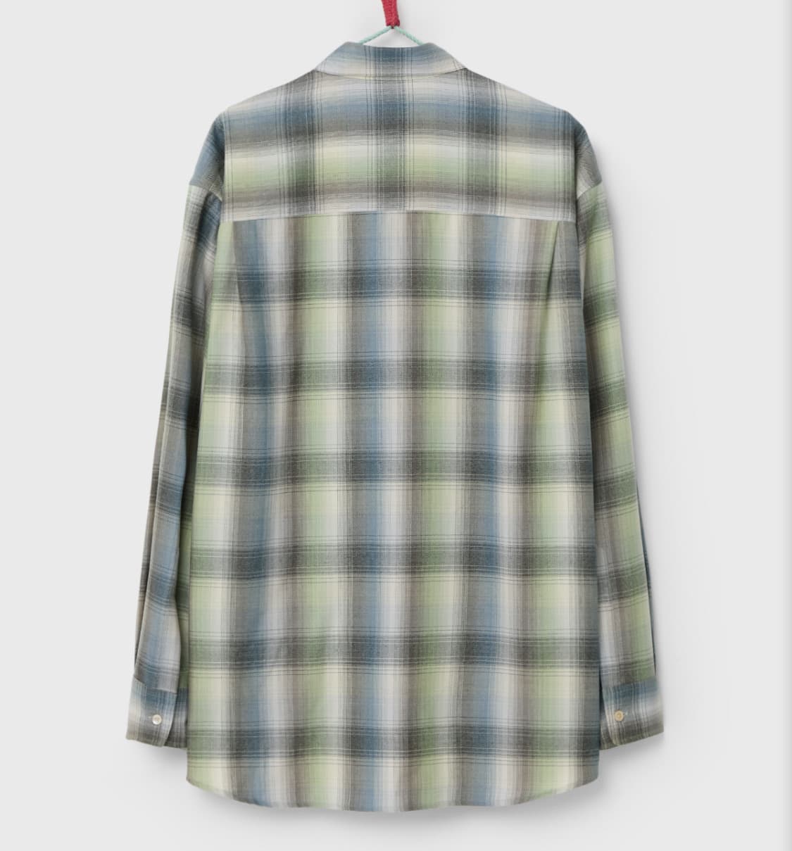 오라리 슈퍼 라이트 울 체크셔츠 블루 그린 상품이미지2