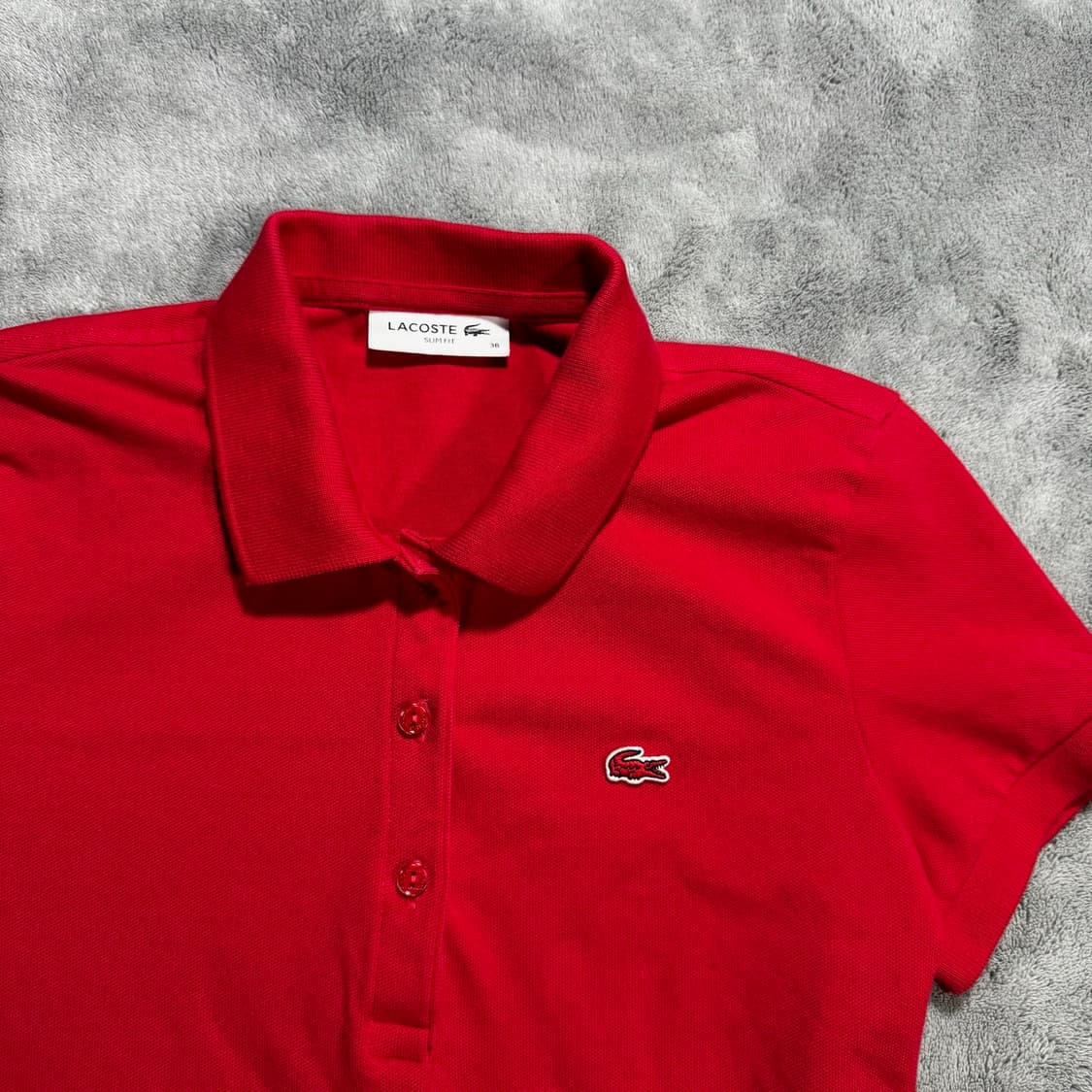 라코스테 슬림핏 레드 폴로원피스  상품이미지2