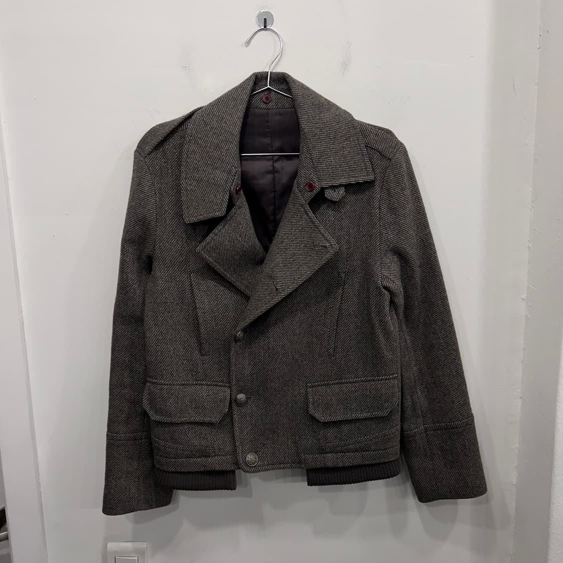 우영미 울 해링본 알파카헤어 더블카라 자켓 상품이미지2