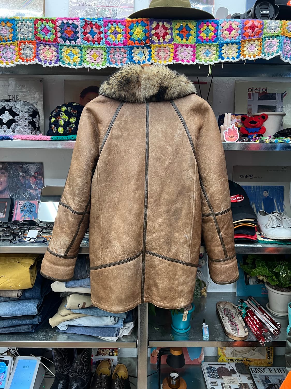 90s Real Lamb Fur Coat Rea Shearling Mix 상품이미지4