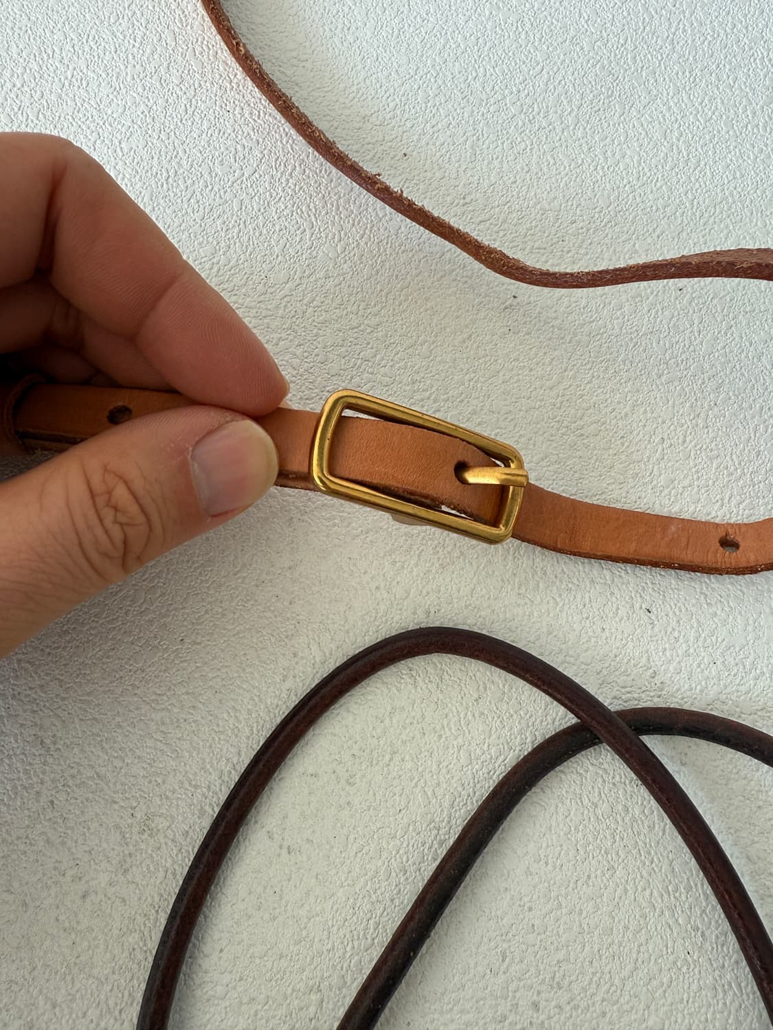 Pre owned 레더 토트 크로스백(황동 부자재) 상품이미지8