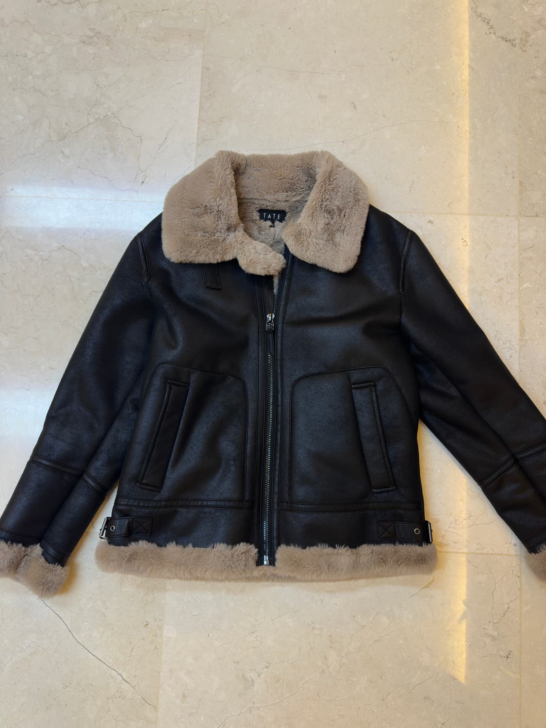 TATE 테이트 에코퍼 페이크레더 자켓 무스탕 상품이미지1