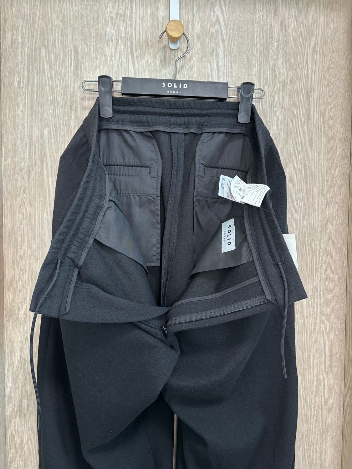 새상품25SS)솔리드옴므 와이드 밴딩 테리팬츠52(36")/블랙 상품이미지4