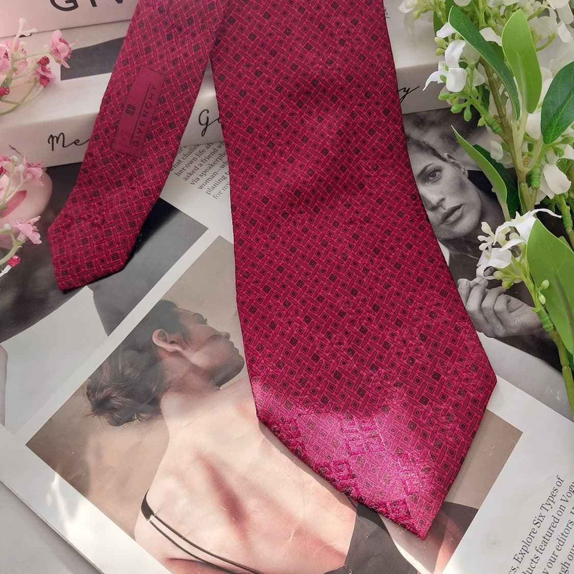 지방시 실크 와인 빅로고 패턴 넥타이 9.9cm A+등급 K1695
 상품이미지7