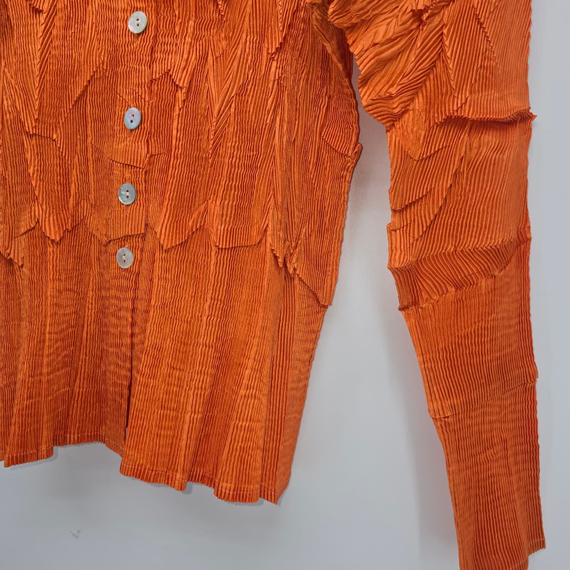 유니크 플리츠 텍스처 오렌지 셔츠 블라우스 상품이미지9