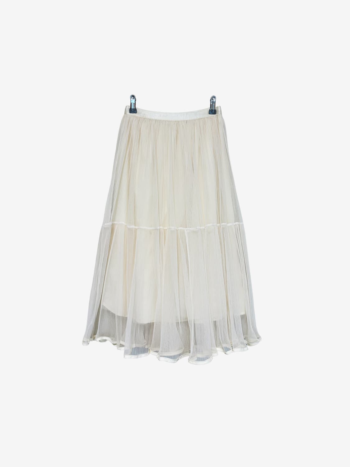 Stripe Sheer Layered Long Skirt - Ivory 상품이미지4