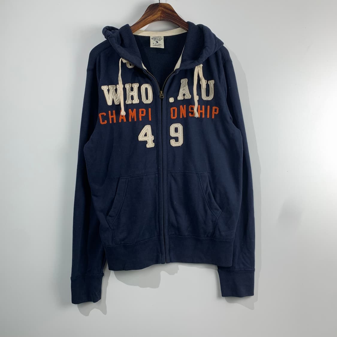 후아유 y2k 와투케 네이비 후드집업 상품이미지2