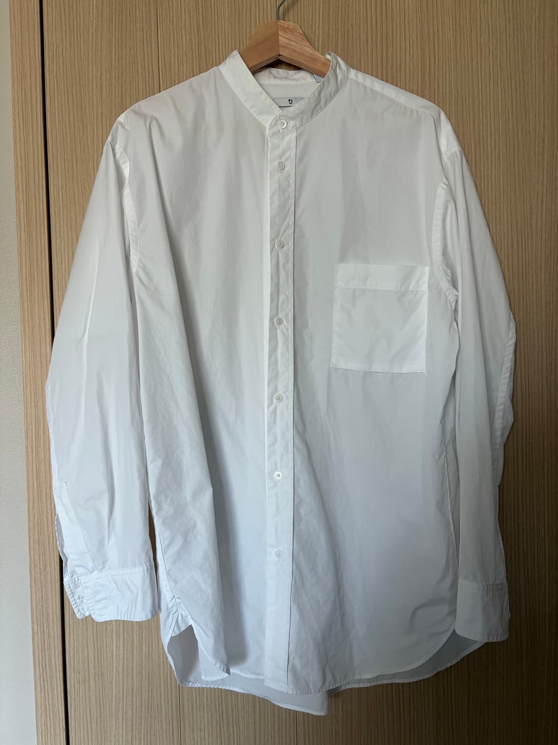 유니클로 +J 질샌더 수피마 코튼 오버사이즈 스탠드칼라 셔츠 (L) 상품이미지1