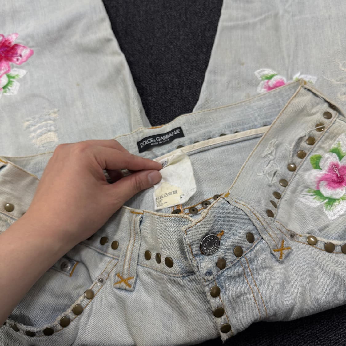 돌체앤가바나 자수 데미지 워싱 데님팬츠 상품이미지8