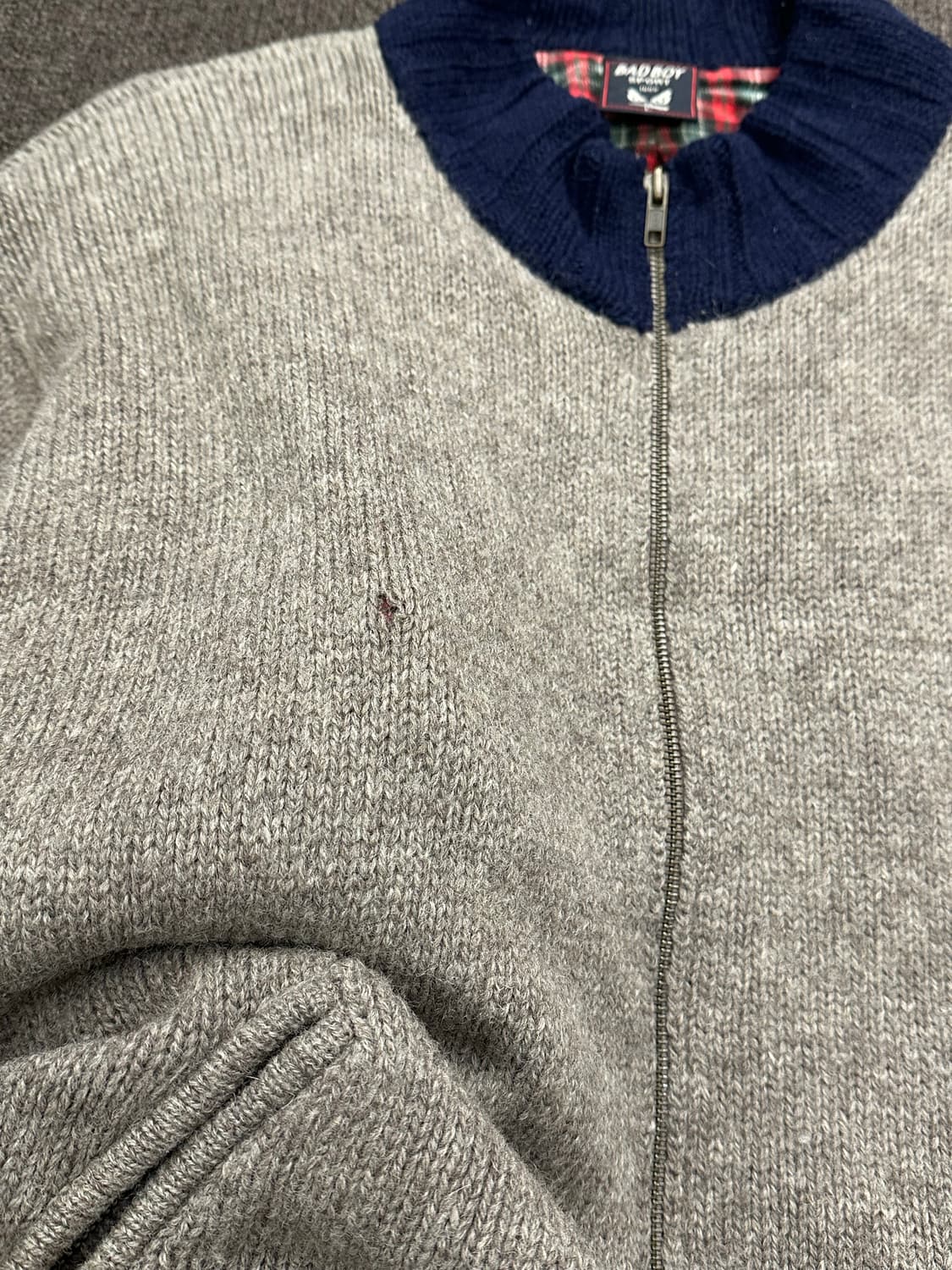 L)Badboy 빈티지 체크 니트 집업 상품이미지2