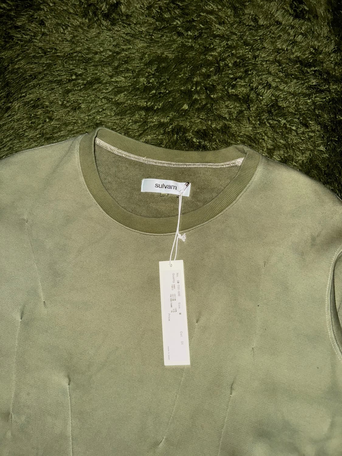 [M] SULVAM 설밤 핸드 다잉 다트 디테일 스웻셔츠 올리브 상품이미지3