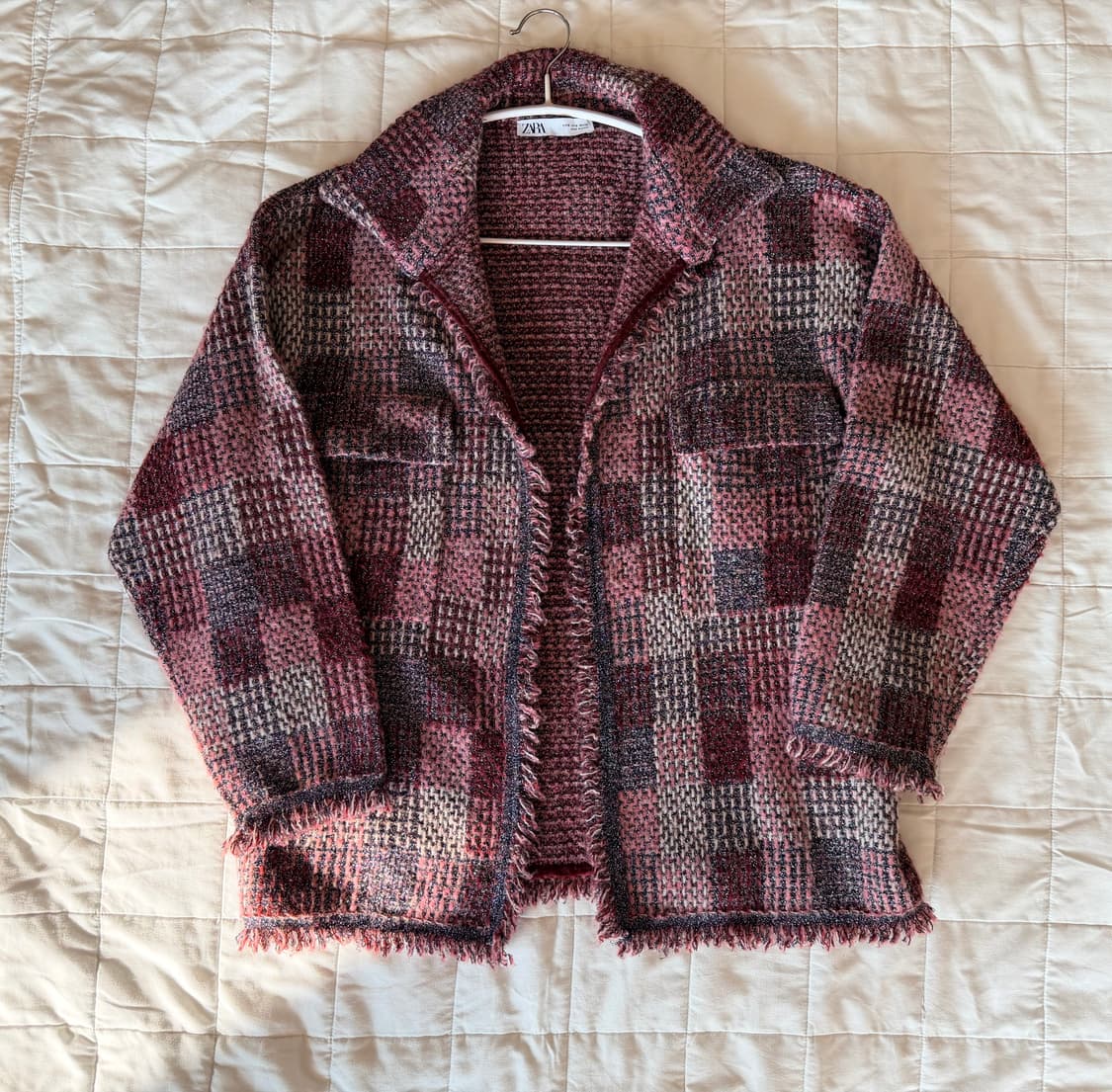 자라 체크 트위드 오버핏 자켓 상품이미지2