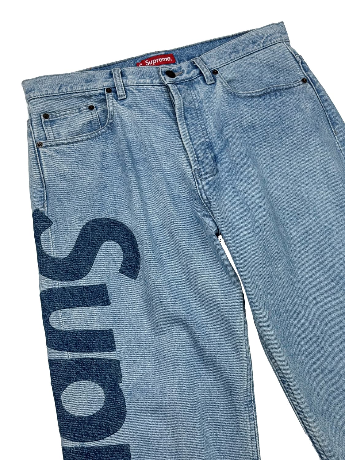 슈프림 인셋 로고 진 워시드 블루 상품이미지2