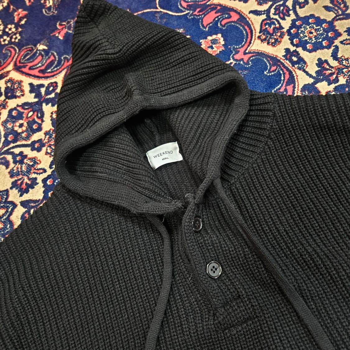 Week End 헨리넥 루즈핏 후드 니트 스웨터 Free 상품이미지2