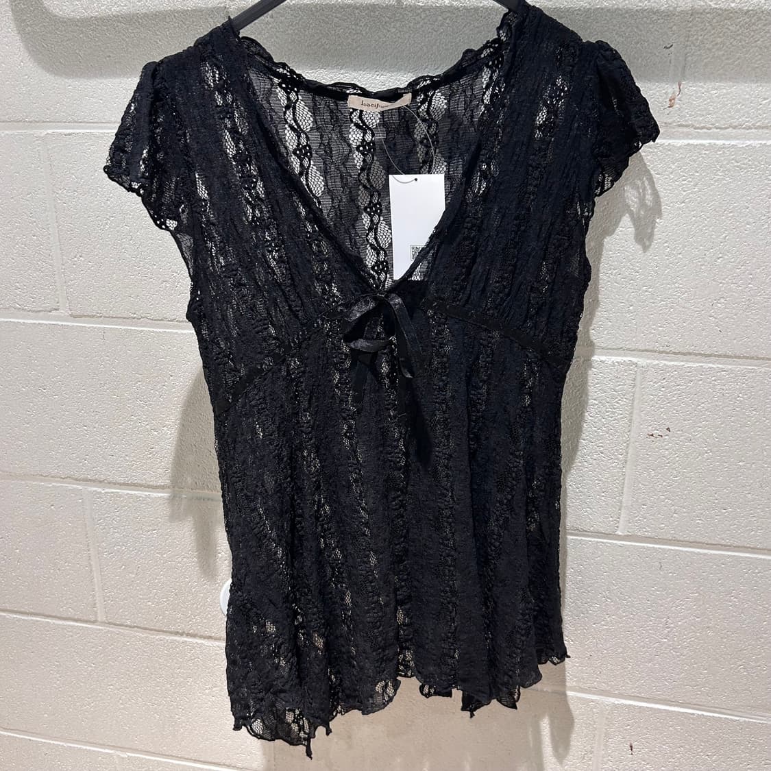 Vintage y2k Black Crochet Shirts 상품이미지1