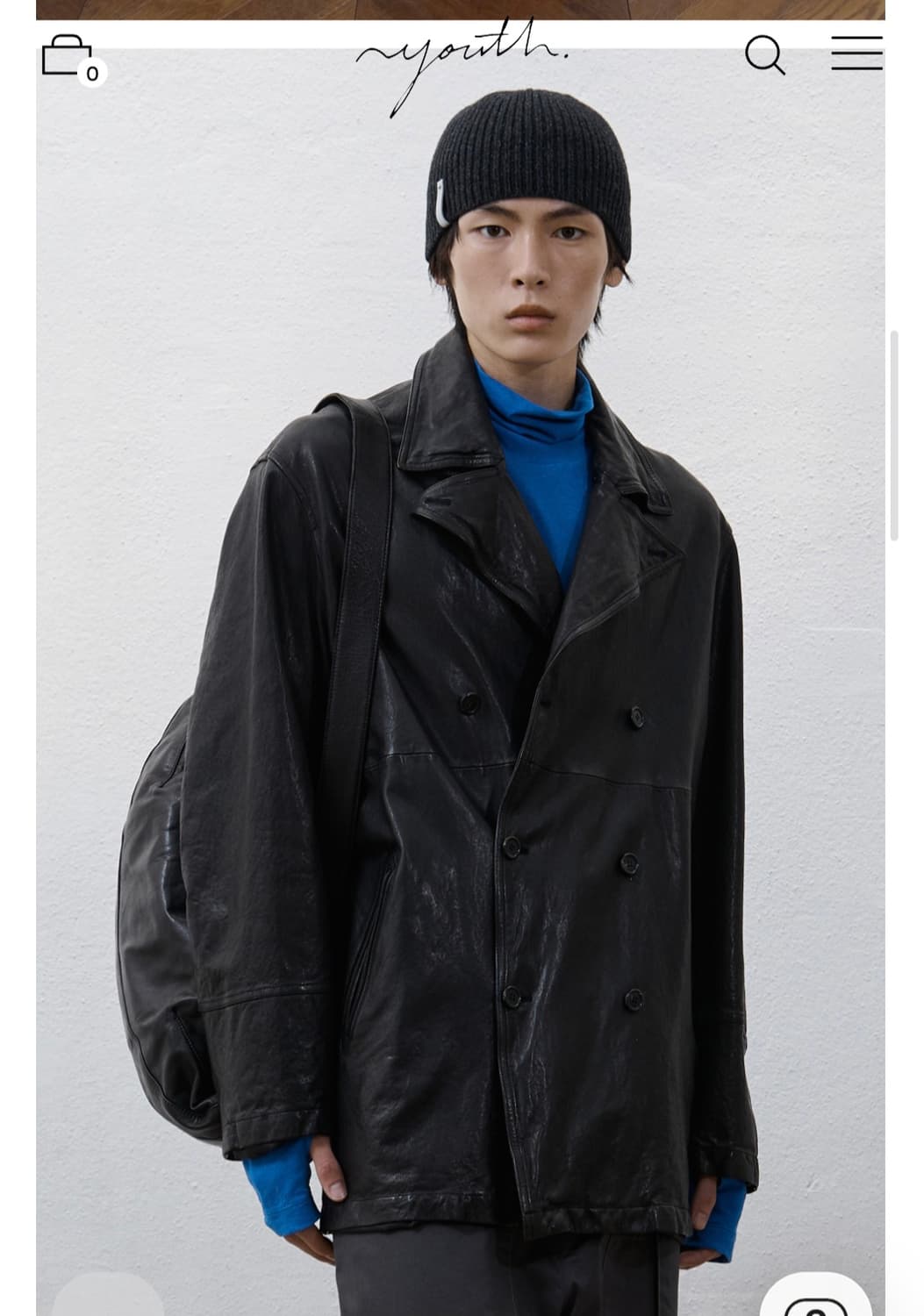 새상품_[M]유스(youth) 워싱 레더 피코트 블랙 M사이즈 상품이미지2