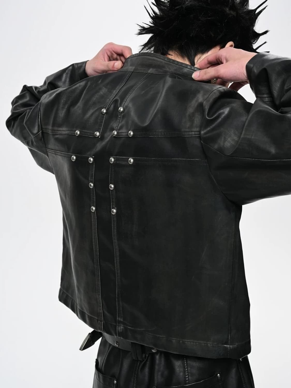 Opium Crucifix Leather Jacket 상품이미지1