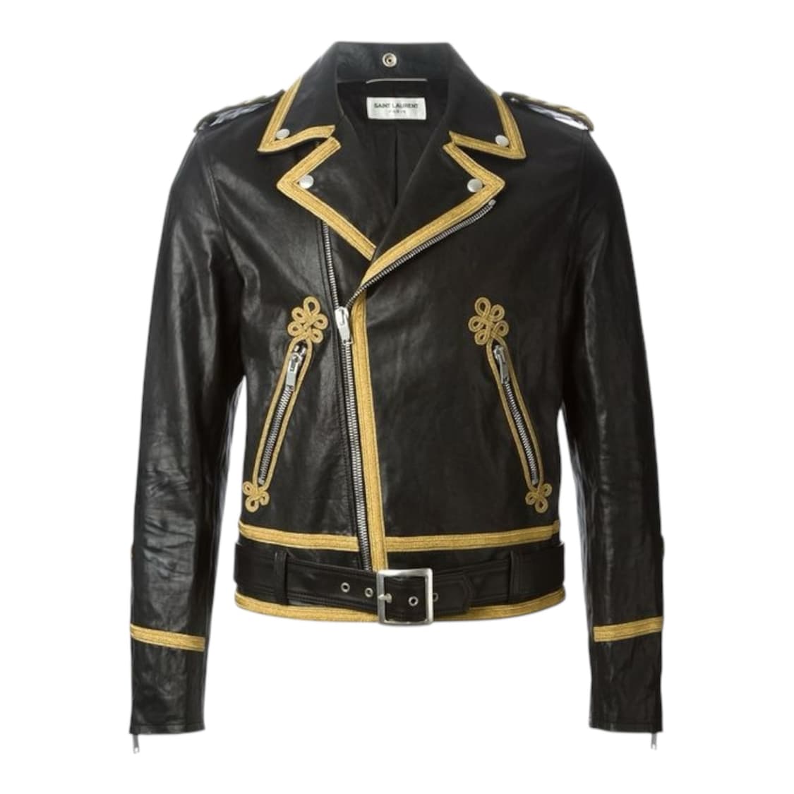 생로랑 골드 스타치 트림 오피서 레더자켓 By. 에디 슬리먼 상품이미지1