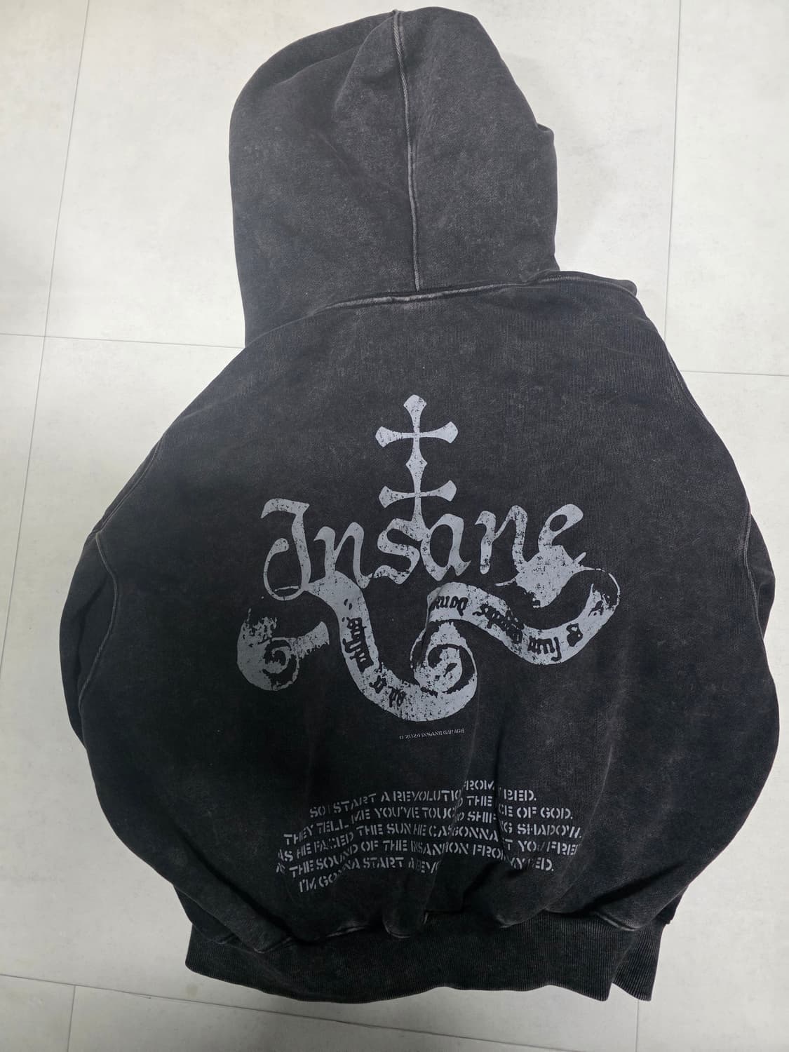 인세인개러지  패디드 숄더 후디 빈티지 블랙 1사이즈 후드집업 상품이미지6