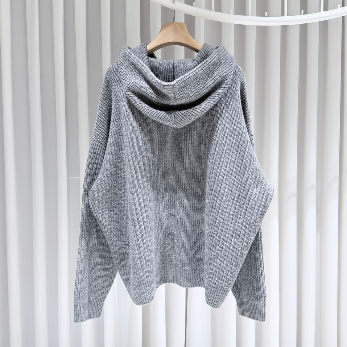 (S+/XL) / 셀린느 울 리브드 그레이 니트 후드 상품이미지5